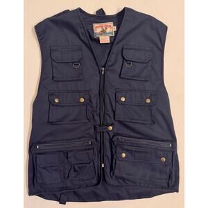 Vintage Moose Creek Men's Fishing Vest Navy Size M 10 Pocket